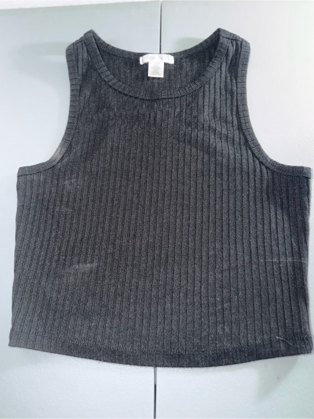 Bozzolo Charcoal Ribbed Cropped Tank